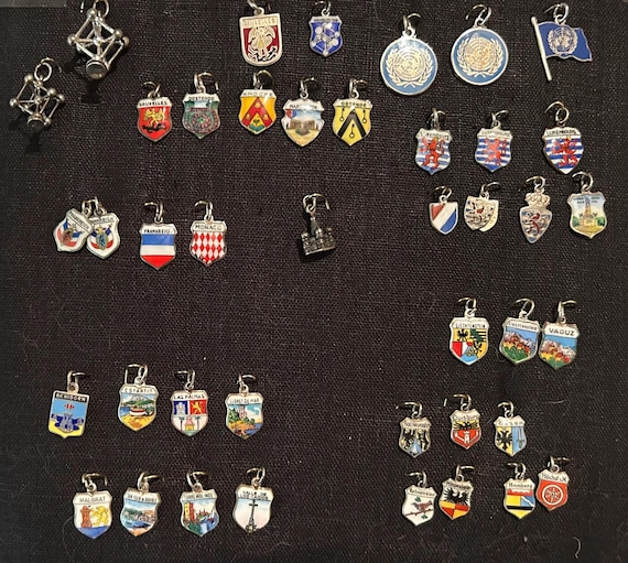 Vintage Sterling Silver Travel Shield Charm, European Souvenir