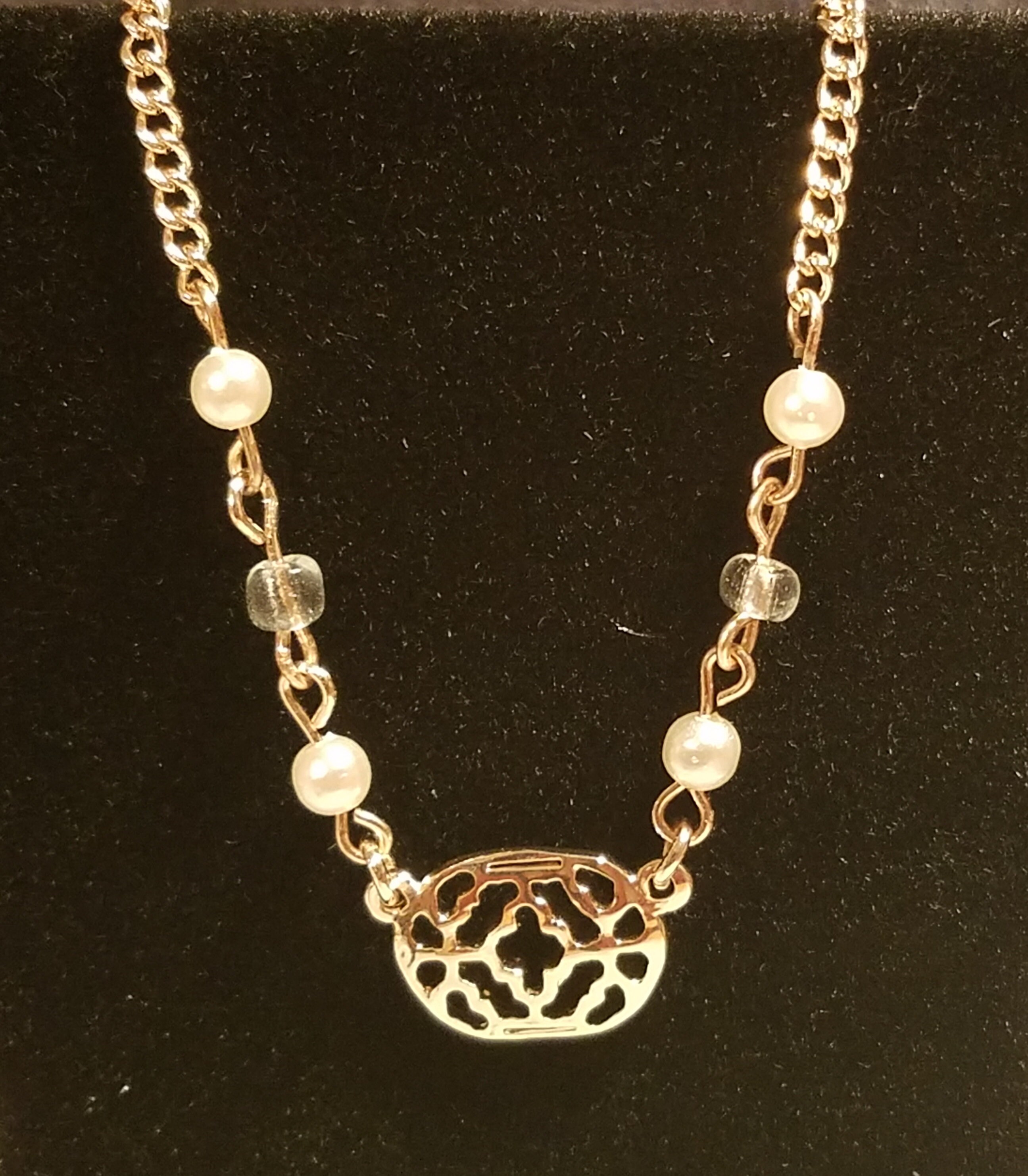 Gold and Pearl Charm Necklace Etsy UK