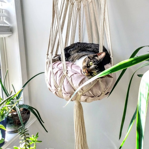 Macrame Cat Hammock Cat Bed Modern Macramé Pet Bed Gifts Etsy
