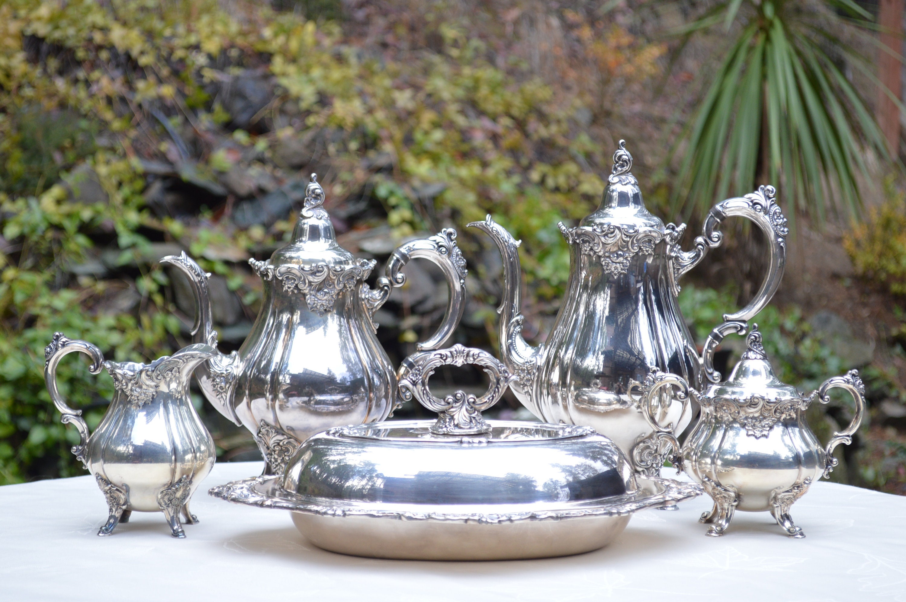 Vintage Wallace Grande Baroque Silver Coffee and Tea Set With Etsy