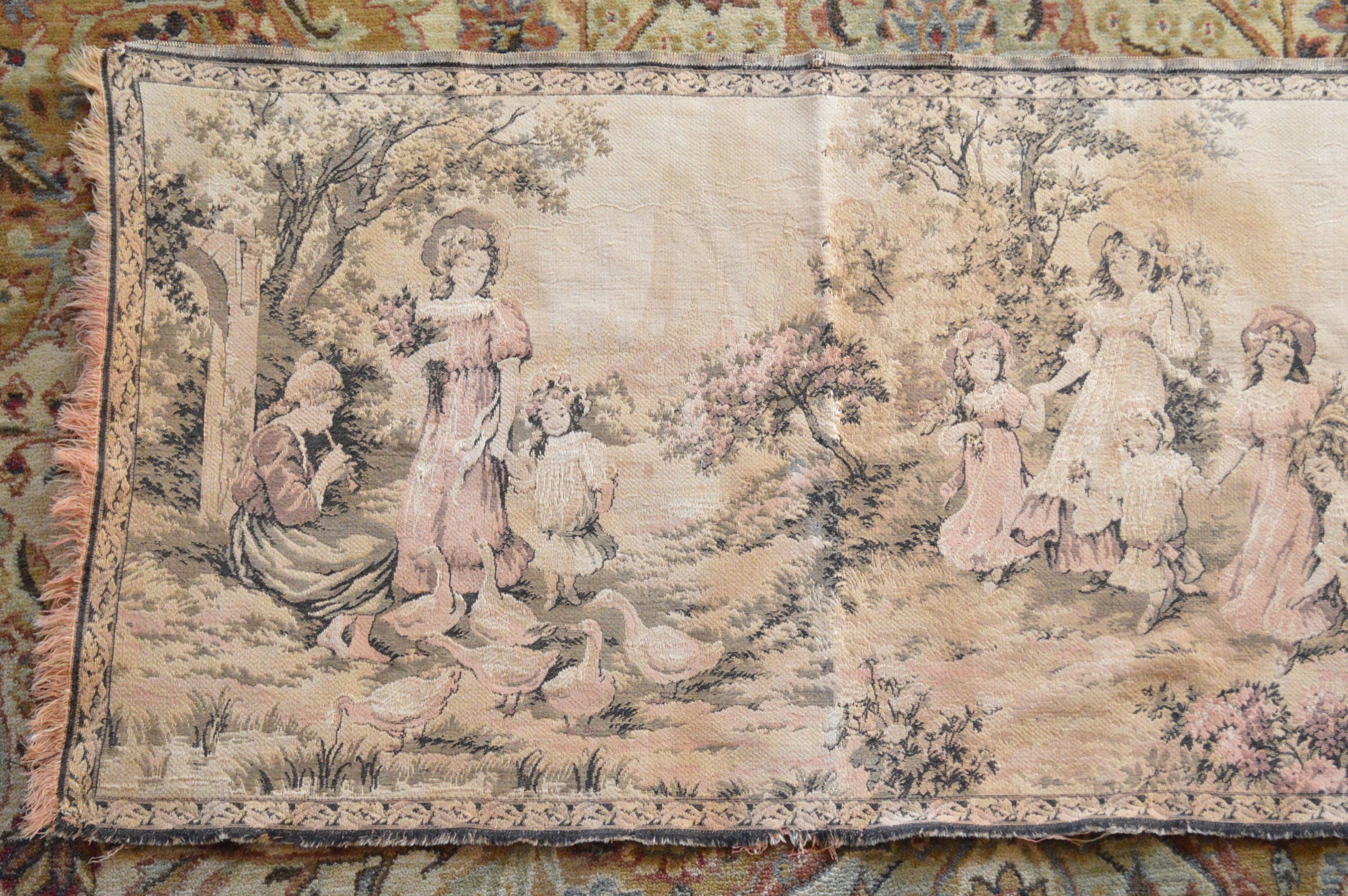 Antique 1910's Victorian Tapestry Children Playing in the Etsy
