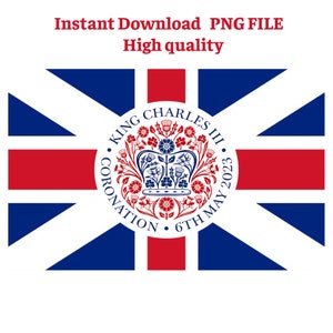 Kings Charles III Coronation Flag PNG - download digital, perfeito para Cricut e sublimação, gravação e gravação a laser.