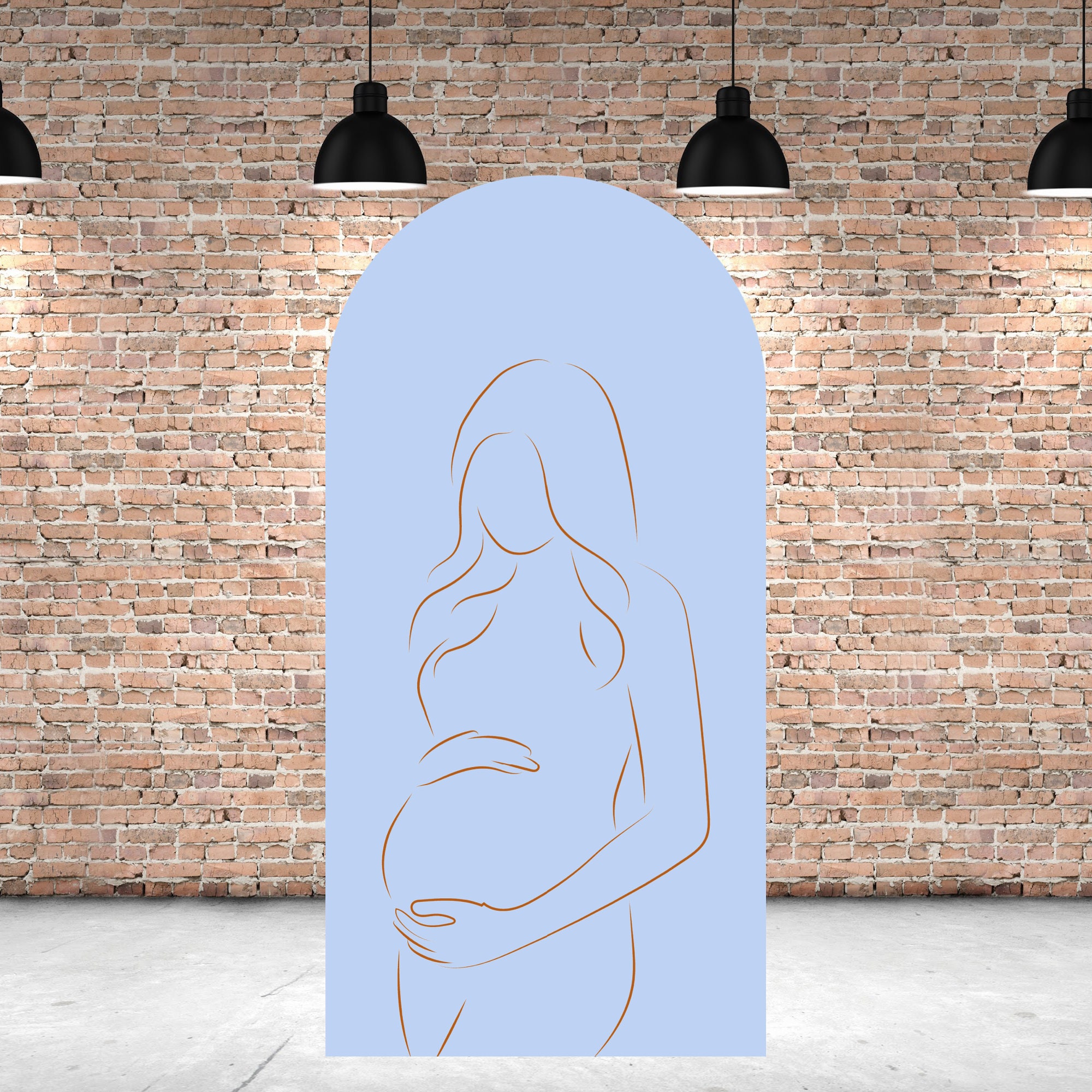 Pregnant Woman Line Art Baby Shower Backdrop: Correx Arch
