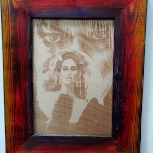 Labyrinth Jareth w/ Sarah in the Globe Laser Engraving in a Handmade Rustic Frame
