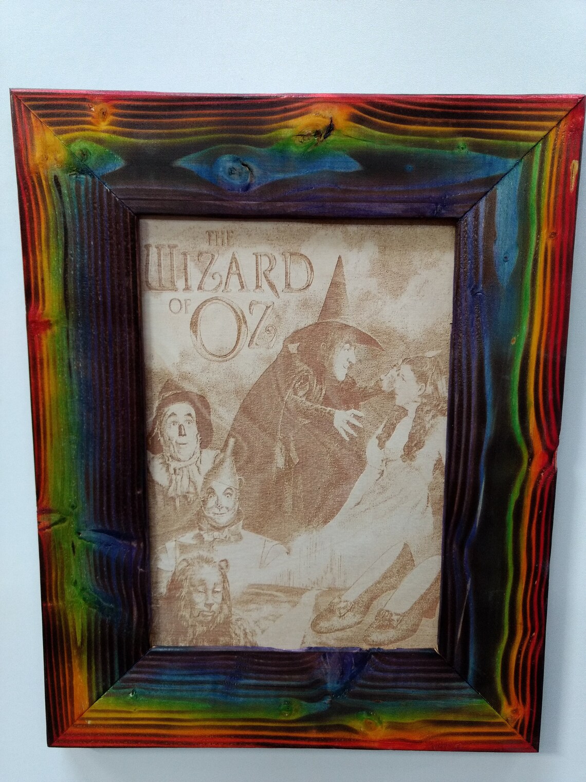 Wizard of Oz Movie Poster Laser Engraving in a Handmade Rustic Etsy