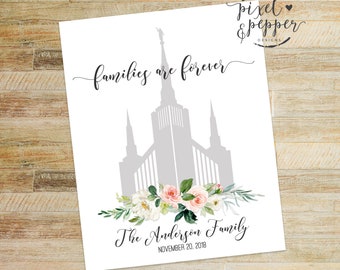 Personalisierter Tempeldruck- LDS- Hochzeitsgeschenk - Familien sind für immer benutzerdefinierte Tempel - Digitaldruck - Braut und Bräutigam Familie Siegelung