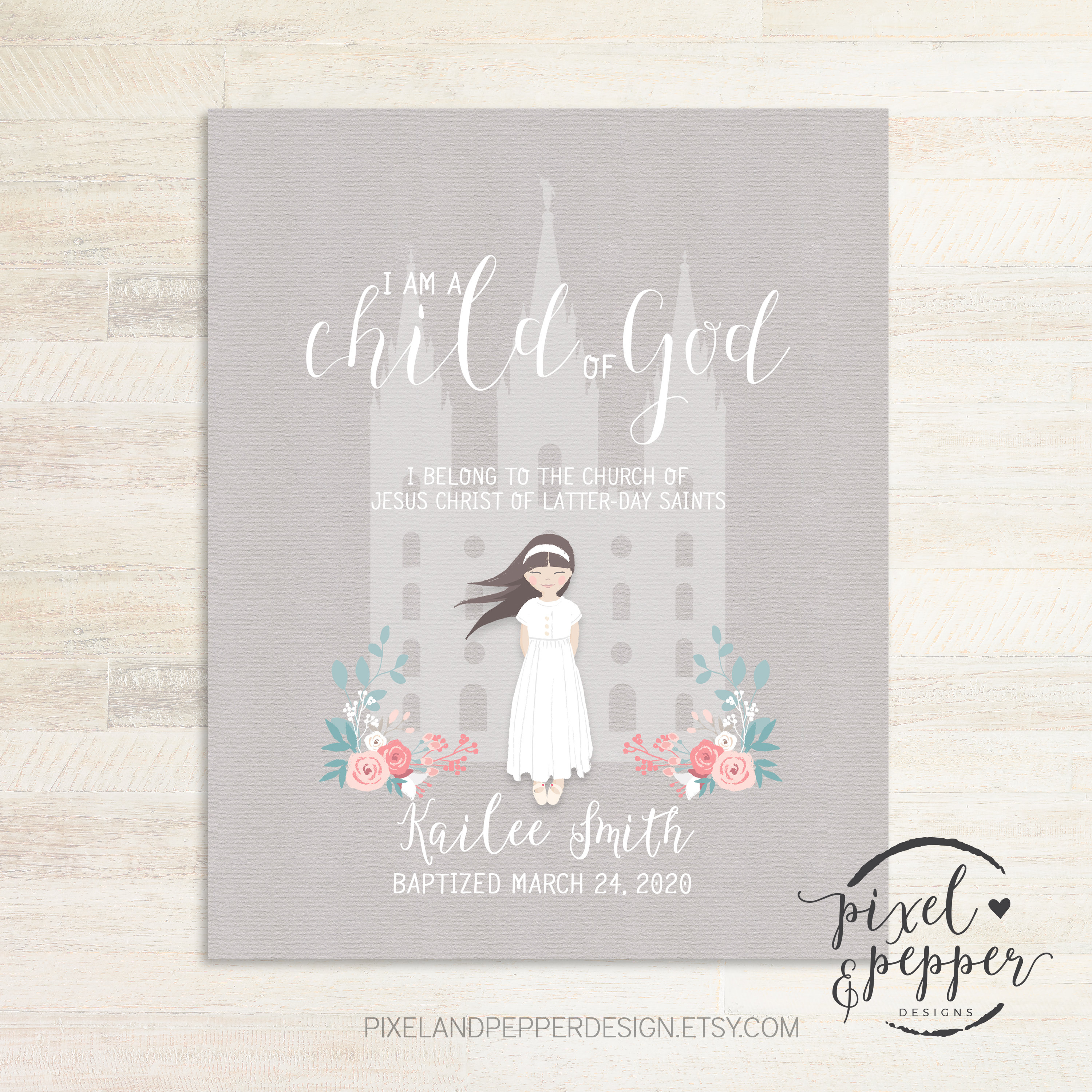 Baptism Keepsake for Girl Gift Print Mormon Baptism | Etsy