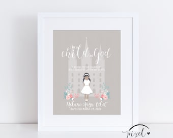 Personalisiertes Taufgeschenk, LDS, Taufdekoration, druckbar, 8x10, Tempel, Groß zu sein 8 Acht, 88er, Ich bin ein Kind Gottes, 8 Jahre alt