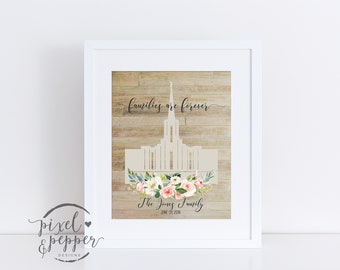 Personalisierter Tempeldruck- LDS- Hochzeitsgeschenk - Familien sind für immer benutzerdefinierte Tempel - Digitaldruck - Braut und Bräutigam Familie Siegelung