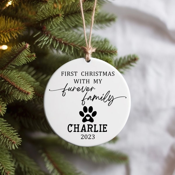 First Christmas with my Furever Family - Rescue Dog, Cat Christmas Ornament - Adoption Dogs First Christmas Ornament - Pet Ornament