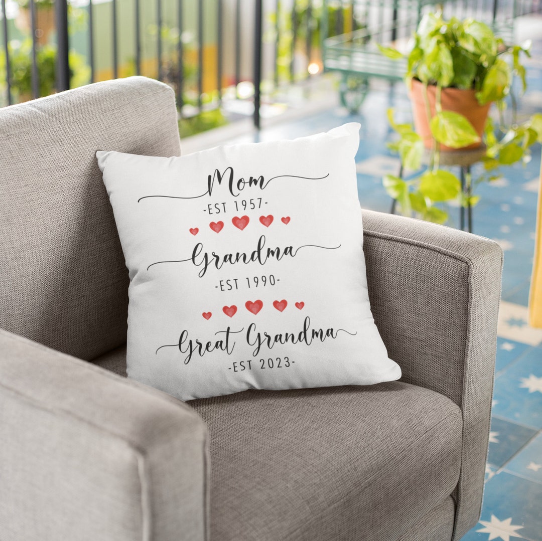 Mom Grandma Great Grandma Established Pillow Cover Pregnancy Announcement Great Grandmother Gift Pregnancy Reveal New Grandma Gift Etsy
