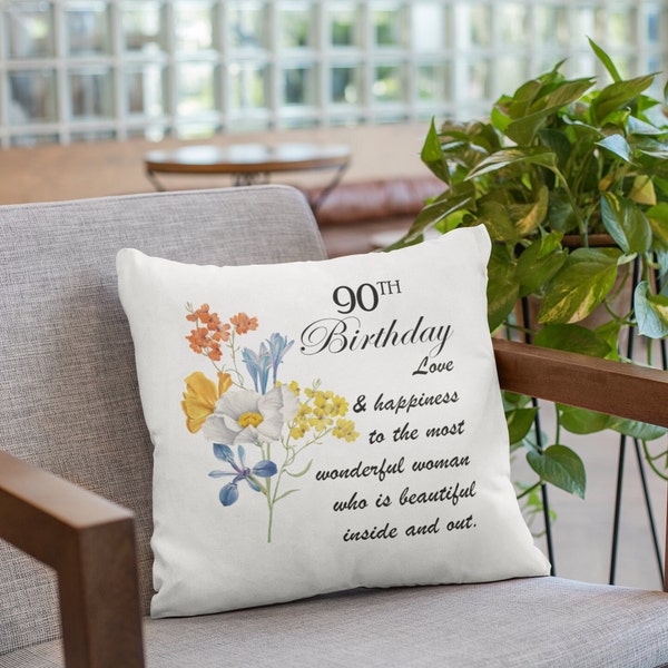 Mom, Grandma, Great Grandma, Auntie 90th Birthday Pillow Gifts, Gifts For 90 Year Old Woman