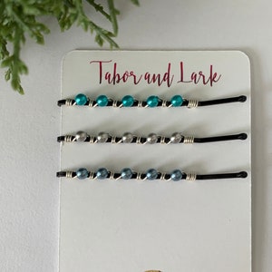 Beaded Bobby Pins, Decorative Hair Pins, Set of Three Hair Slides, Pearl Hair Clips