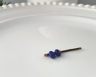MINI Single Royal Blue Jade Bobby Pins, MINI Hair Pin, Small Gift for Her