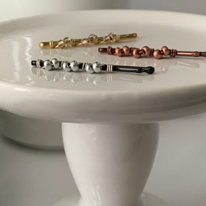 MINI Bobby Pins for Fine Hair, Copper Gold and Silver Mini Beaded Hair Pins, Grandma Gift