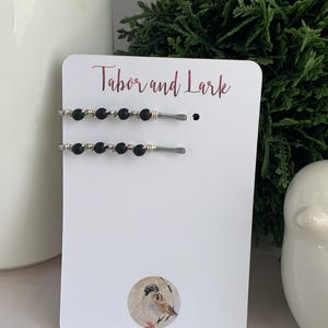 MINI Black Bobby Pins, Silver Beaded Hair Pins, Grandma Gift