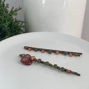 Leaf Bobby Pins, Small Gifts for Co Worker, Minimalist Beaded Hair Pins, Decorative Hair Clips