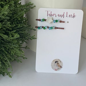 Mini Bobby Pins for Fine Hair, Green Beaded Mini Hair Pins,