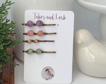 MINI Bobby Pins for Fine Hair, Multi Colored Beaded Hair Pins, Grandma Gift