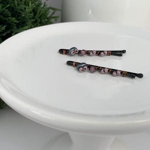 Mini Bobby Pins for Fine Hair, Purple Beaded Hair Pins, Grandma Gift