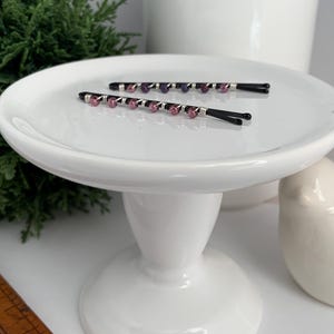 Beaded Bobby Pins Purple, Fall Birthday Gift, Hair Pins Decorative