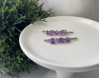 MINI Amethyst Bobby Pins for Fine Hair, Crystal Mini Hair Pins, Grandma Gift