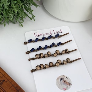 Basic Beaded Hair Pins, Set of four Hair Slides, Decorative Bobby Pins