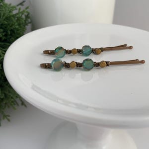 Beaded Bobby Pins, Emerald Green Hair Clip