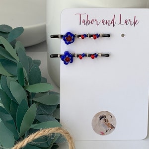 Millefiori Mini Bobby Pins, Mini Bobby Pins for Fine Hair, Millefiori Mini Beaded Hair Pins, Mini Bobby Pins