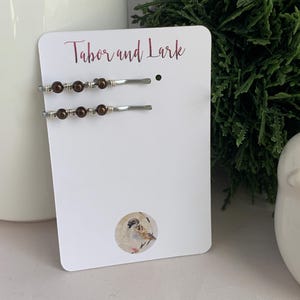 MINI Dark Brown Bobby Pins, Silver Beaded Hair Pins, Grandma Gift