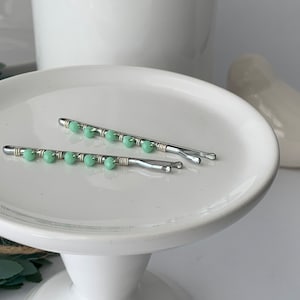 Bobby Pins for Gray Hair, Silver Beaded Hair Pins, Grandma Gift