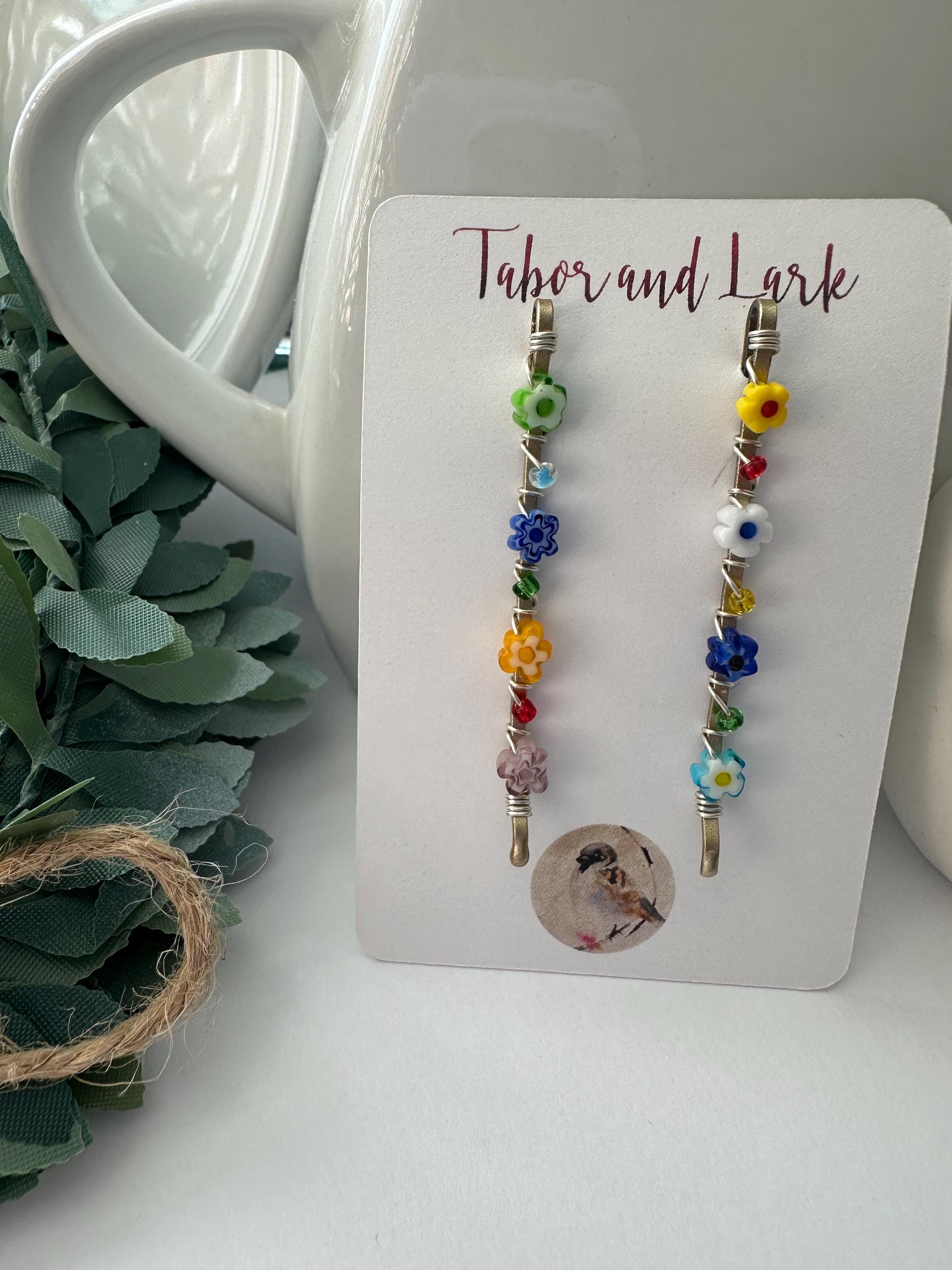 Millefiori Beaded Bobby Pins, Colorful Hair Slides, Stocking Stuffers, Small Gifts, Gifts Under 10