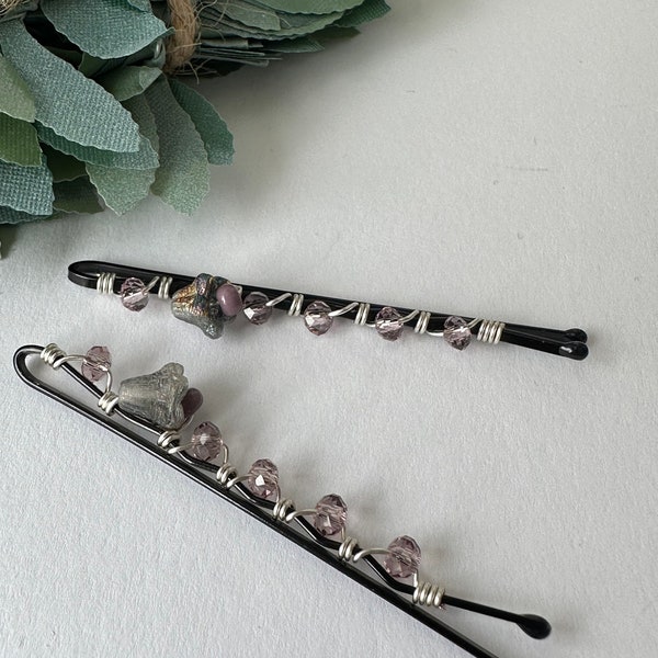 Beaded Hair Clips, Purple Bobby Pins, Pretty Hair Pins, Graduation Gifts for Her, Mother’s Day Gifts