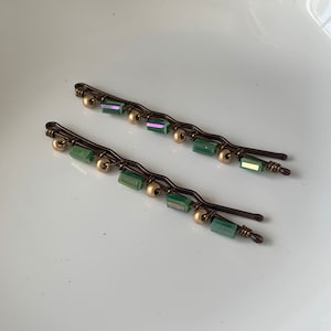 Beaded Bobby Pins, Handmade Bobby Pins, Set of Two Hair Slides, Beaded Hair Clips, Gifts under 10