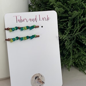 MINI Bobby Pins for Fine Hair, Green Beaded Mini Hair Pins,