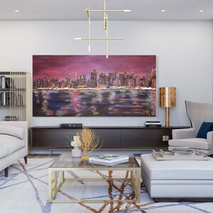 New York Painting NYC Skyline Acrylic Large Painting on Canvas New York Framed Art Cityscape Wall Art Print On Canvas / Original Painting