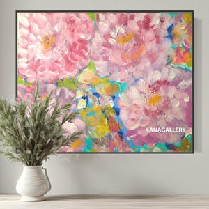 Original Abstract Floral Painting, Pink Abstract Flower Art, Original Abstract Flower Art, Abstract Dahlia Art, Large Flower Wall Art Print