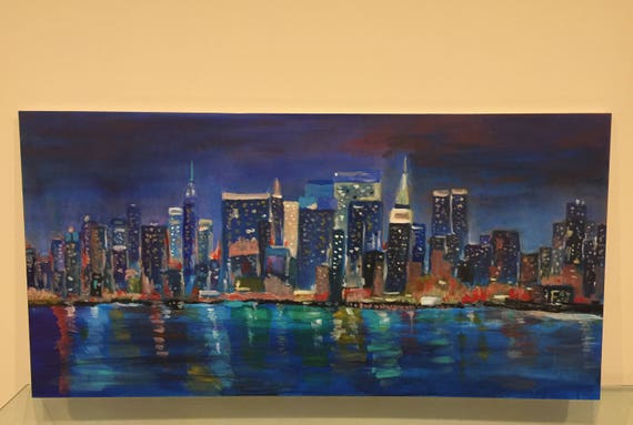Acryl Gemalde Auf Leinwand Wand Kunst New York York Skyline Etsy