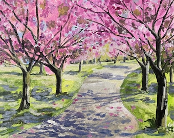 Cherry Blossom Road Painting | Aesthetic | Decoration | Gift Ideas