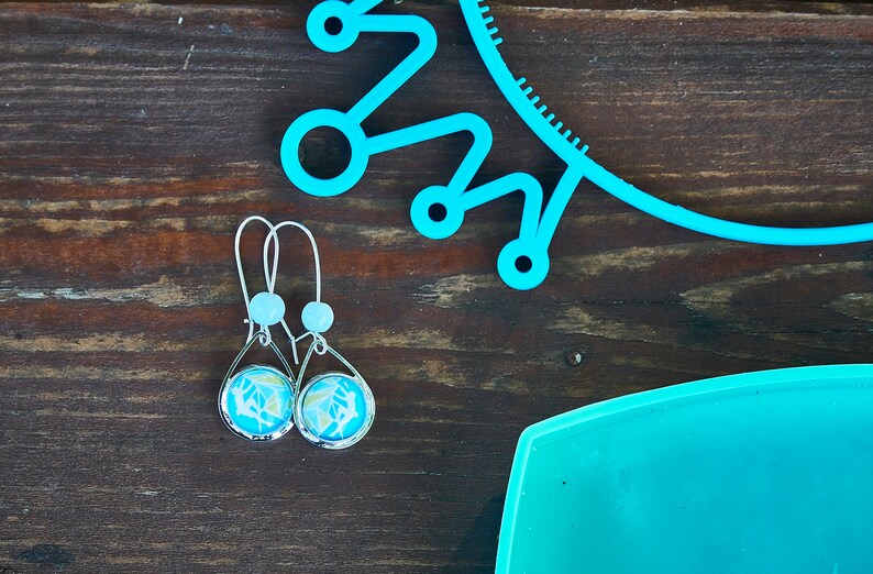 Mountain earrings Rock Climbing earrings Adventure Aqua Blue earrings Gift for climber Teardrop Long earrings