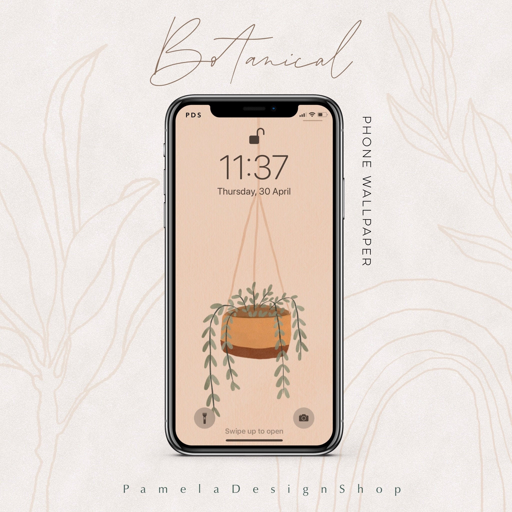 Phone Wallpaper Design Modern Botanical Minimalist & Abstract Hanging