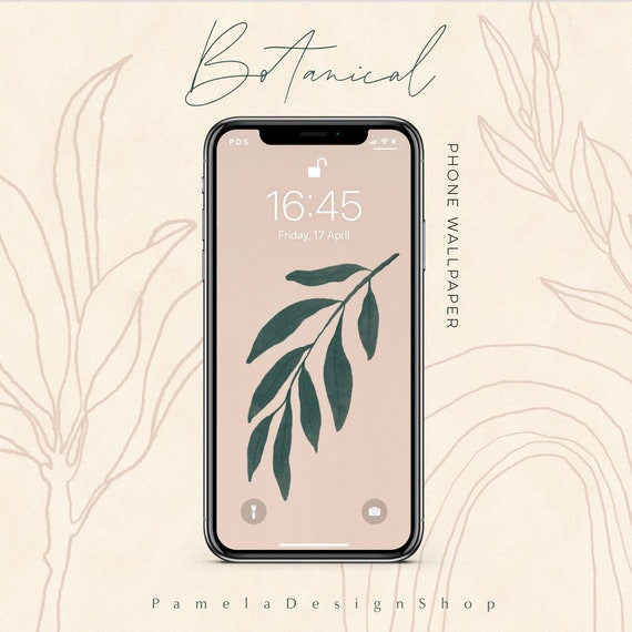 2 Iphone Wallpaper Design Modern Botanical Minimalist & | Etsy