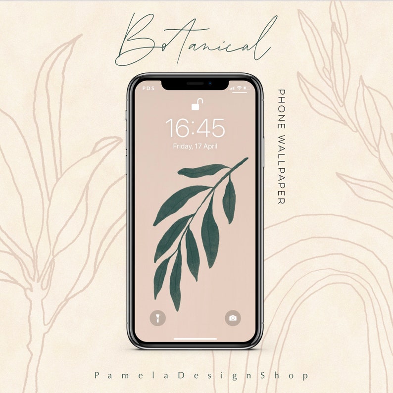 2 Iphone Wallpaper Design Modern Botanical Minimalist & - Etsy