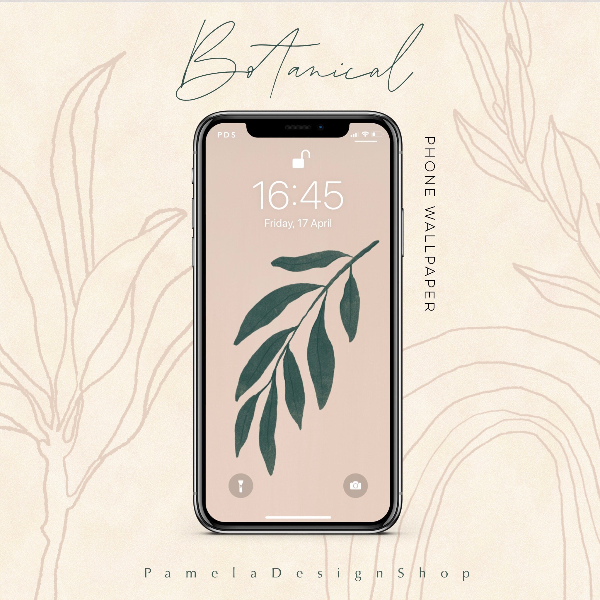 2 Iphone Wallpaper Design Modern Botanical Minimalist Etsy Denmark