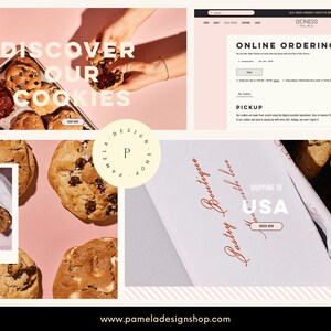 Website design for a cookie business, pink website and logo branding. Handmade high quality cookies deserve a high quality website, pamela design shop is here to make it happen.