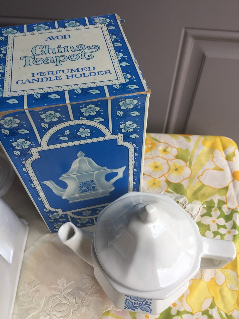 NIB Vintage Avon China Teapot Perfumed Candle Holder 1972 Etsy