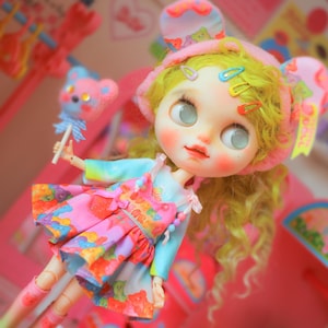 PLAYPERDOLL Neo Blythe Outfit | Obitsu22 Obitsu24 1/6 BJD Clothes | Sweet Gummy Bear Dress Set 5pcs