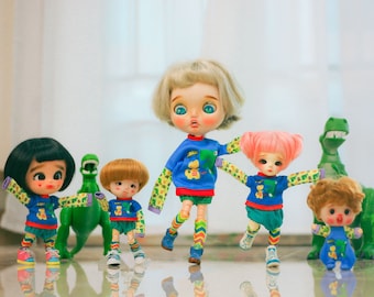 Blythe,Lati yellow,Muichan,Mini YMY,Obitsu11 Doll outfit, Nendoroid outfit , BJD outfit 1/12 , ob11 clothes, 3pcs set T-shirt+pants+socks