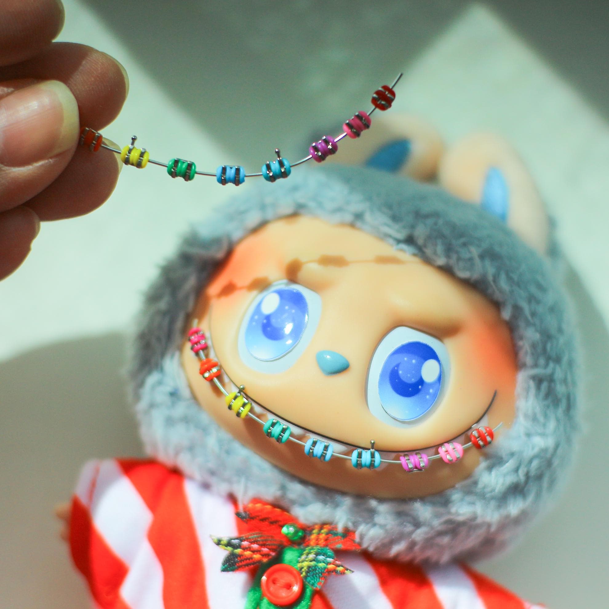 Playperdoll ready-made teeth braces on a labubu accessories for Art toy accessories for doll 17cm
