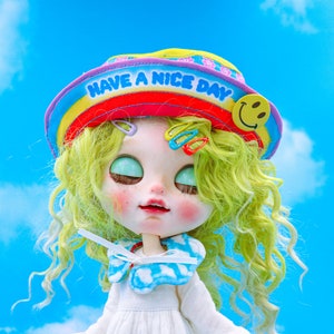 Handmade Blythe Doll Outfit: Dress, Hat & Pins - Fits Obitsu22/24